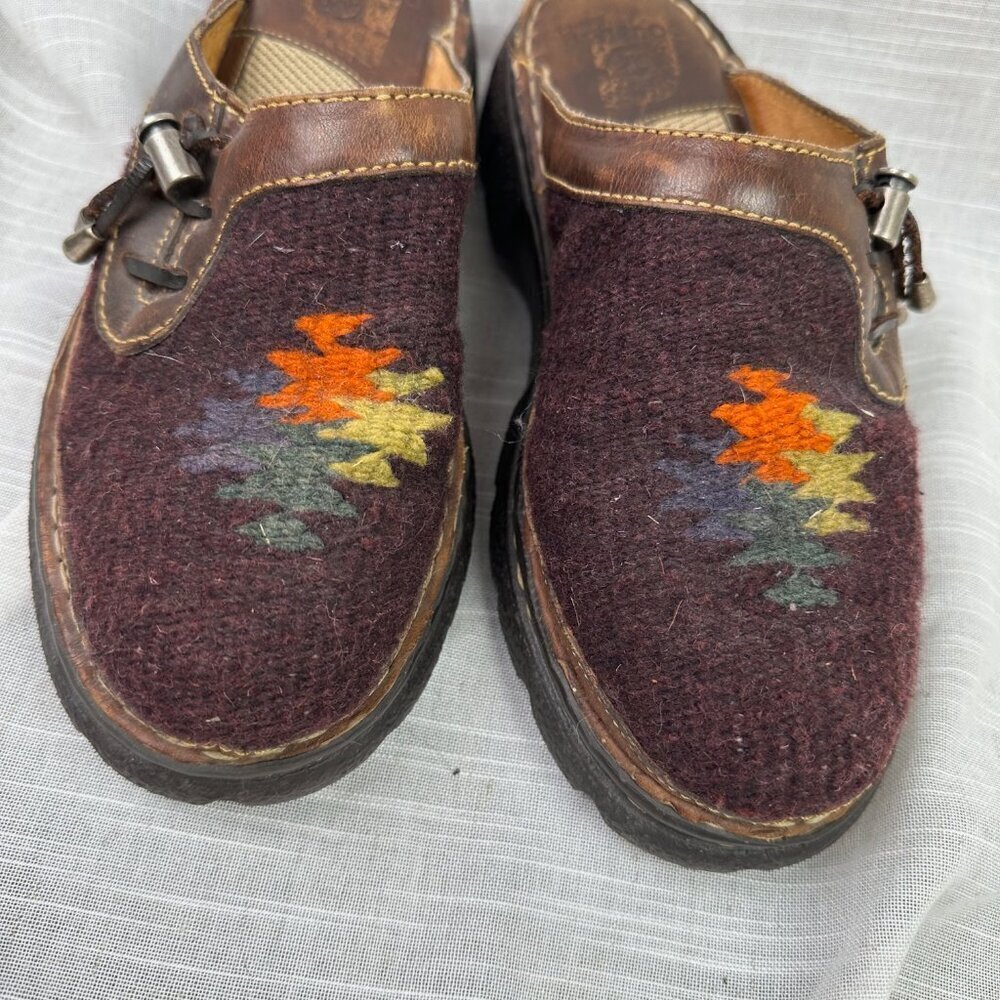 Double H Boots Brynn Southwestern Saddle Blanket Clog Mule Plum Purple Size 38 7 - Picture 2 of 5